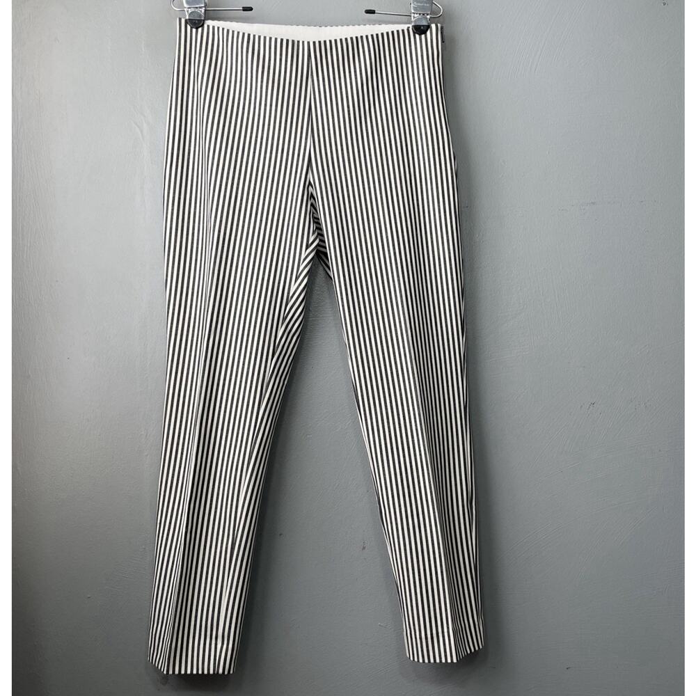 A New Day Ankle Pant Size 8 Striped Business Casual Preppy Stretch Slim Side Zip